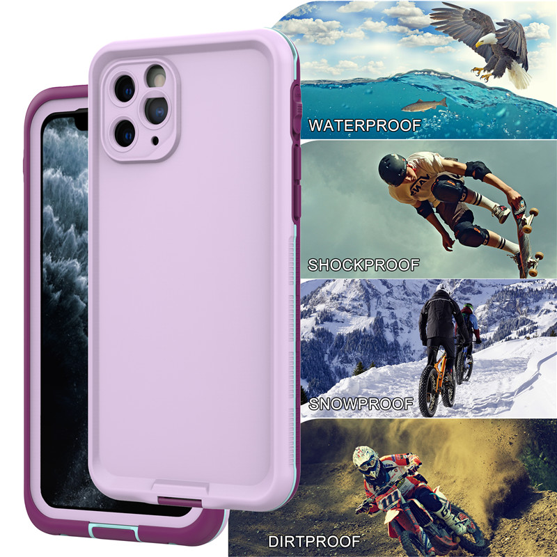 Ốp lưng Iphone 11 pro lifeproof bằng chứng vỏ điện thoại Ốp lưng iphone pro chống nước (màu tím) có nắp lưng màu đặc