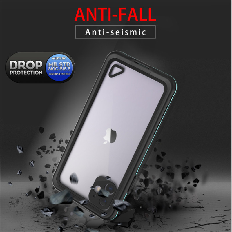 Ốp lưng điện thoại chống nước cho nước bơi iphone 11 pro max case điện thoại cứu sinh (màu đen) có nắp lưng trong suốt