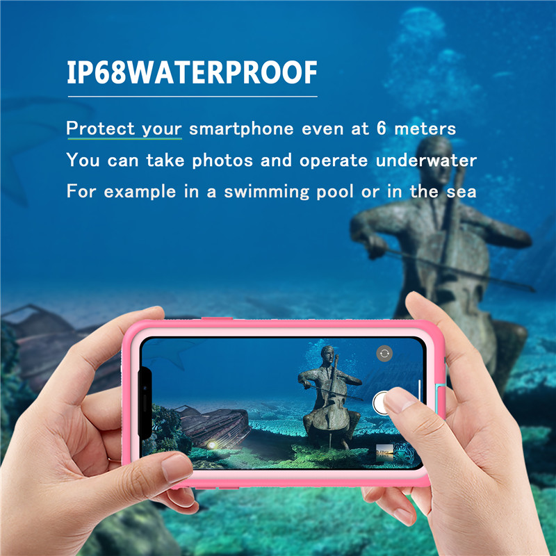 Ốp lưng chống nước túi chống bụi iphone 11 pro max case khô vỏ điện thoại di động chống nước (màu hồng) có nắp lưng trong suốt